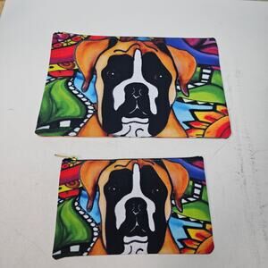 Boxer Puppy Bundle Pouch NWOT Pop Art By Alyson Whitney. YKK zipper closure. Fun